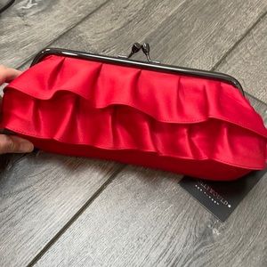 NWT Red ruffle clutch